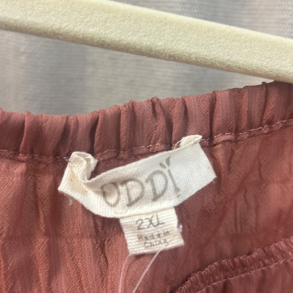 Terracotta Long Sleeve Lace Trim Blouse - Oddy - Picture 5 of 6